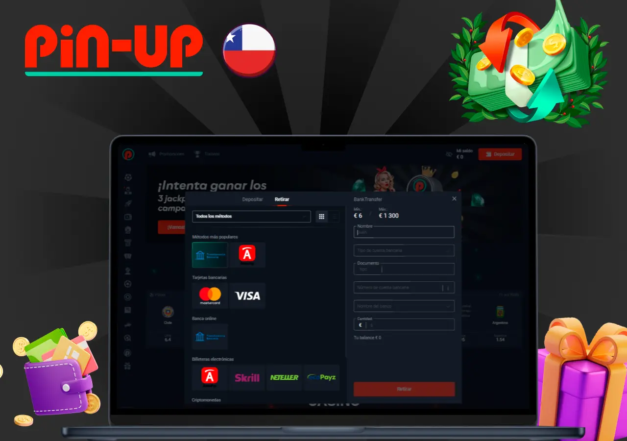 Opciones de retiro en el Pin Up casino en línea